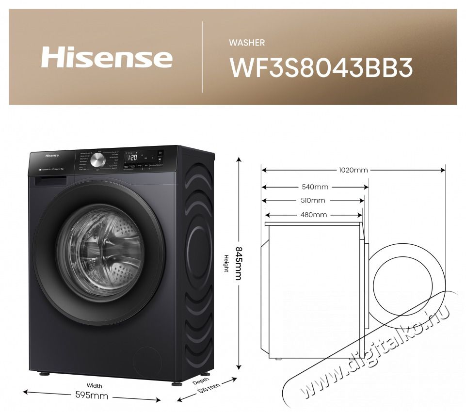 Hisense WF3S8043BB3 MOS&Oacute;G&Eacute;P EL&Ouml;LT&Ouml;LTŐS H&aacute;ztart&aacute;s / Otthon / K&uuml;lt&eacute;r - Mos&oacute;g&eacute;p / sz&aacute;r&iacute;t&oacute;g&eacute;p - El&ouml;lt&ouml;ltős norm&aacute;l (60cm-ig) mos&oacute;g&eacute;p - 501675
