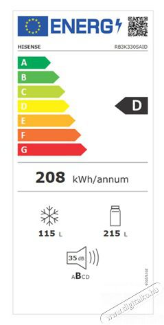 Hisense RB3K330SAID sz&uuml;rke, alulfagyaszt&oacute;s, Hűtő:215L, Fagyaszt&oacute;:115L, Total No frost hűtőszekr&eacute;ny Konyhai term&eacute;kek - Hűtő, fagyaszt&oacute; (szabadon&aacute;ll&oacute;) - Alulfagyaszt&oacute;s kombin&aacute;lt hűtő - 506305
