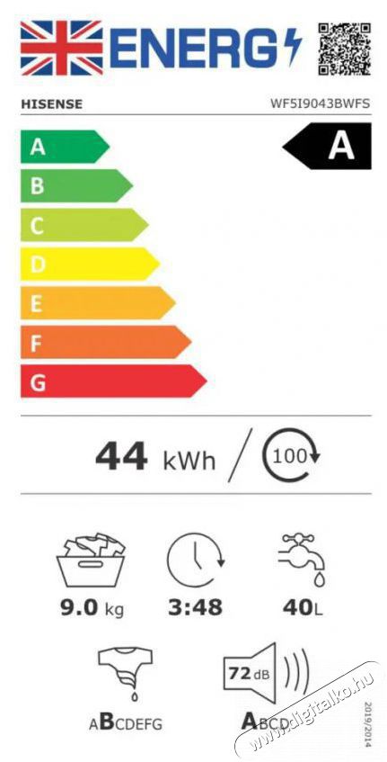 Hisense WF5I9043BWFS H&aacute;ztart&aacute;s / Otthon / K&uuml;lt&eacute;r - Mos&oacute;g&eacute;p / sz&aacute;r&iacute;t&oacute;g&eacute;p - El&ouml;lt&ouml;ltős norm&aacute;l (60cm-ig) mos&oacute;g&eacute;p - 518099