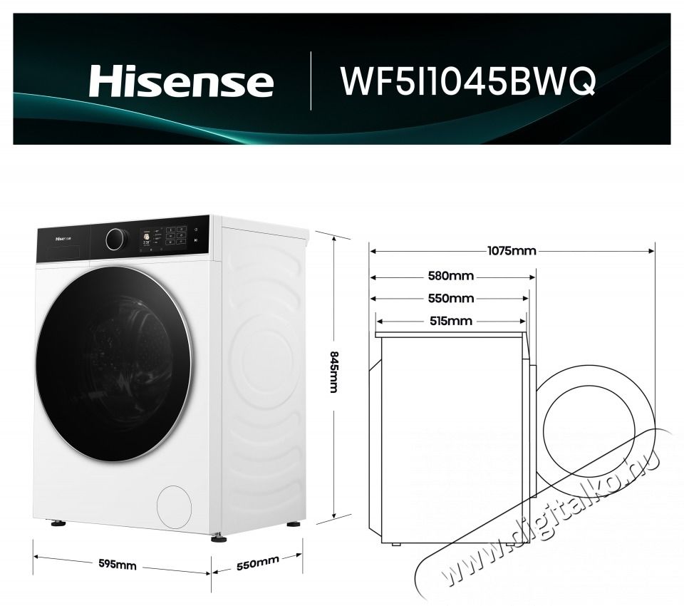 Hisense Hisense WF5i1045BWQ Mos&oacute;g&eacute;p H&aacute;ztart&aacute;s / Otthon / K&uuml;lt&eacute;r - Mos&oacute;g&eacute;p / sz&aacute;r&iacute;t&oacute;g&eacute;p - El&ouml;lt&ouml;ltős norm&aacute;l (60cm-ig) mos&oacute;g&eacute;p - 532901
