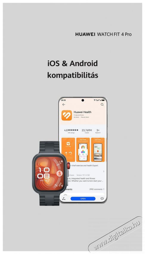 Huawei Watch Fit 4 Pro Black Mobil / Kommunik&aacute;ci&oacute; / Smart - Okos eszk&ouml;z - Okos&oacute;ra - 522059