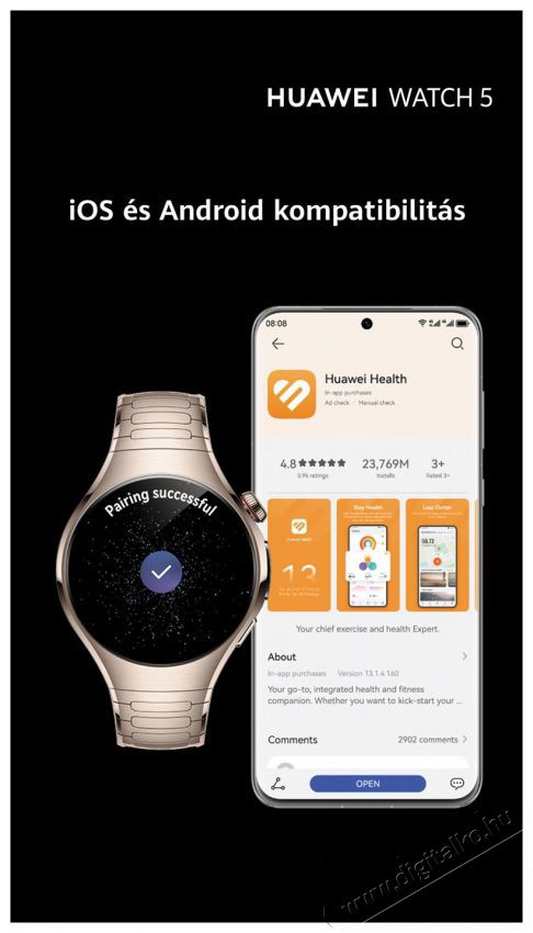 Huawei Watch 5 46 mm Purple Mobil / Kommunik&aacute;ci&oacute; / Smart - Okos eszk&ouml;z - Okos&oacute;ra - 527326