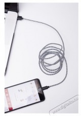 KIKKERLAND US113-BK-EU textilborítású Lightning fekete-fehér kábel Mobil / Kommunikáció / Smart - Tablet / E-book kiegészítő, tok - Kábel - 429935