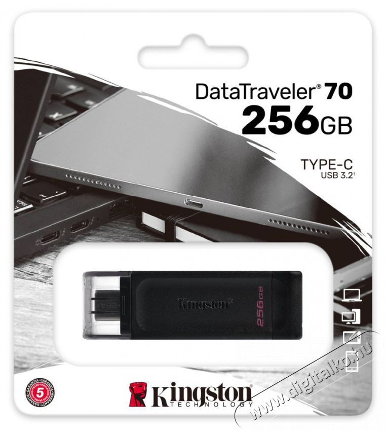 Kingston 256GB USB3.2 C DataTraveler 70 (DT70/256GB) Flash Drive Mem&oacute;ria k&aacute;rtya / Pendrive - Pendrive - 474726