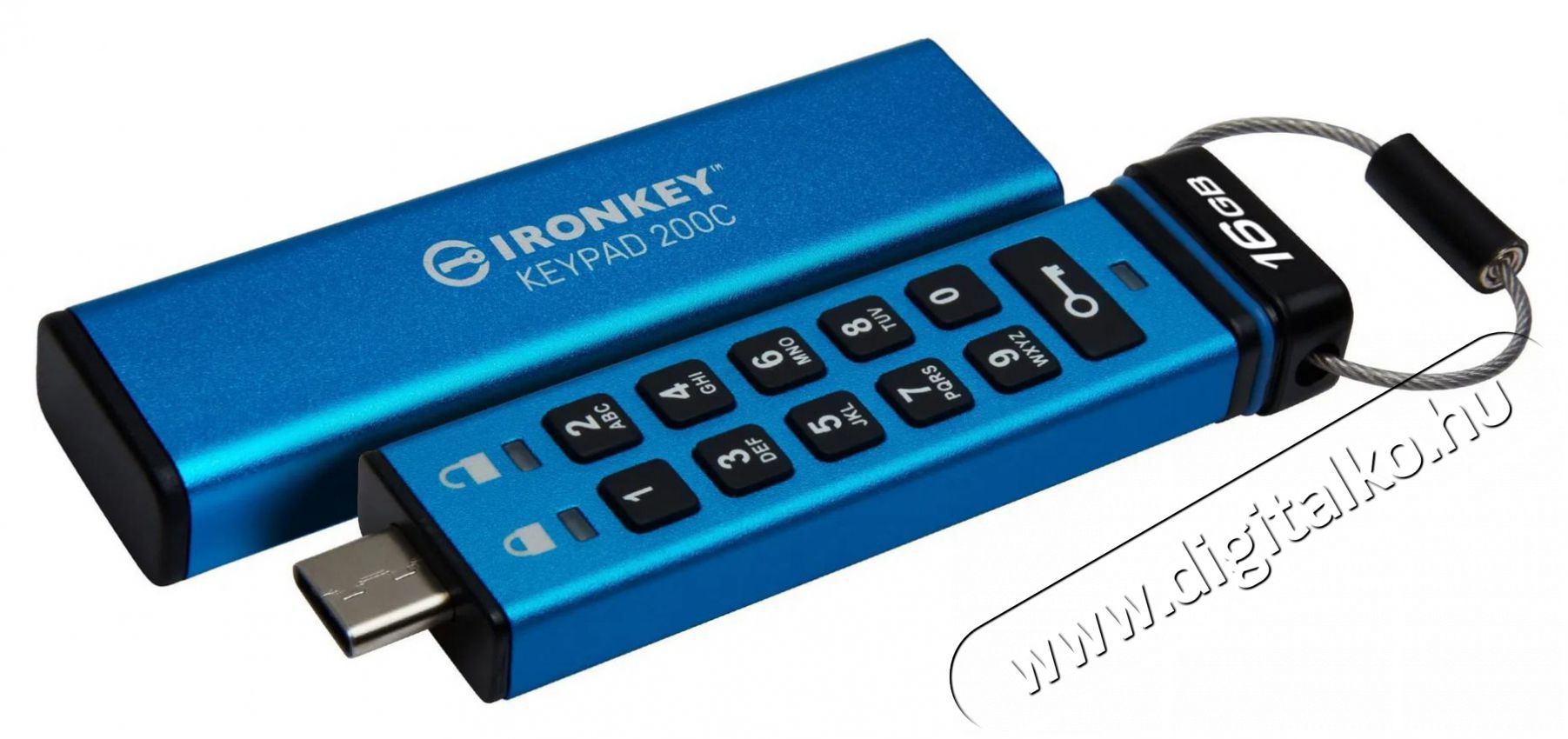 Kingston IronKey Keypad 200 16 GB USB-C pendrive Mem&oacute;ria k&aacute;rtya / Pendrive - Pendrive - 528993
