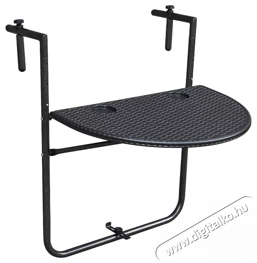 Kring Banquette &Ouml;sszecsukhat&oacute; erk&eacute;ly asztal, f&eacute;m/műanyag, 60 x 64 x 73, fekete H&aacute;ztart&aacute;s / Otthon / K&uuml;lt&eacute;r - K&uuml;lt&eacute;r / kerti term&eacute;k / grill - Kerti b&uacute;tor - 537036