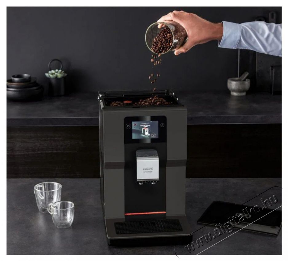 Krups EA872B10 Intuition Preference Antracit automata k&aacute;v&eacute;főző Konyhai term&eacute;kek - K&aacute;v&eacute;főző / k&aacute;v&eacute;&ouml;rlő / kieg&eacute;sz&iacute;tő - Automata k&aacute;v&eacute;főző - 493867