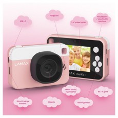 LAMAX PixelKid1 Pink Full HD 8MP r&oacute;zsazs&iacute;n gyerek f&eacute;nyk&eacute;pezőg&eacute;p &eacute;s kamera F&eacute;nyk&eacute;pezőg&eacute;p / kamera - Kompakt f&eacute;nyk&eacute;pezőg&eacute;p - Gyerek f&eacute;nyk&eacute;pezőg&eacute;p - 508785