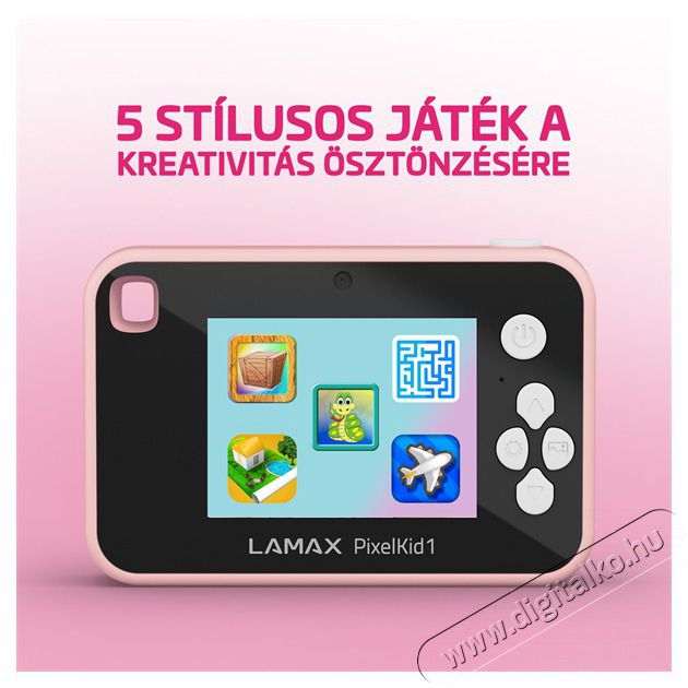 LAMAX PixelKid1 Pink Full HD 8MP r&oacute;zsazs&iacute;n gyerek f&eacute;nyk&eacute;pezőg&eacute;p &eacute;s kamera F&eacute;nyk&eacute;pezőg&eacute;p / kamera - Kompakt f&eacute;nyk&eacute;pezőg&eacute;p - Gyerek f&eacute;nyk&eacute;pezőg&eacute;p - 508785