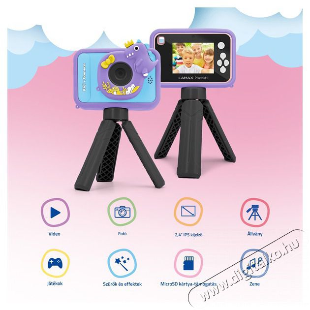 LAMAX PixelKid1 Pink Full HD 8MP r&oacute;zsazs&iacute;n gyerek f&eacute;nyk&eacute;pezőg&eacute;p &eacute;s kamera F&eacute;nyk&eacute;pezőg&eacute;p / kamera - Kompakt f&eacute;nyk&eacute;pezőg&eacute;p - Gyerek f&eacute;nyk&eacute;pezőg&eacute;p - 508785
