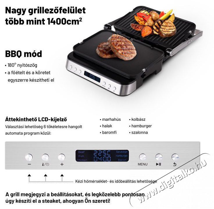 Lauben Contact Grill Deluxe 2000ST Konyhai term&eacute;kek - Konyhai kisg&eacute;p (s&uuml;t&eacute;s / főz&eacute;s / hűt&eacute;s / &eacute;telk&eacute;sz&iacute;t&eacute;s) - Kontakt grill s&uuml;tő / s&uuml;tőlap - 500676