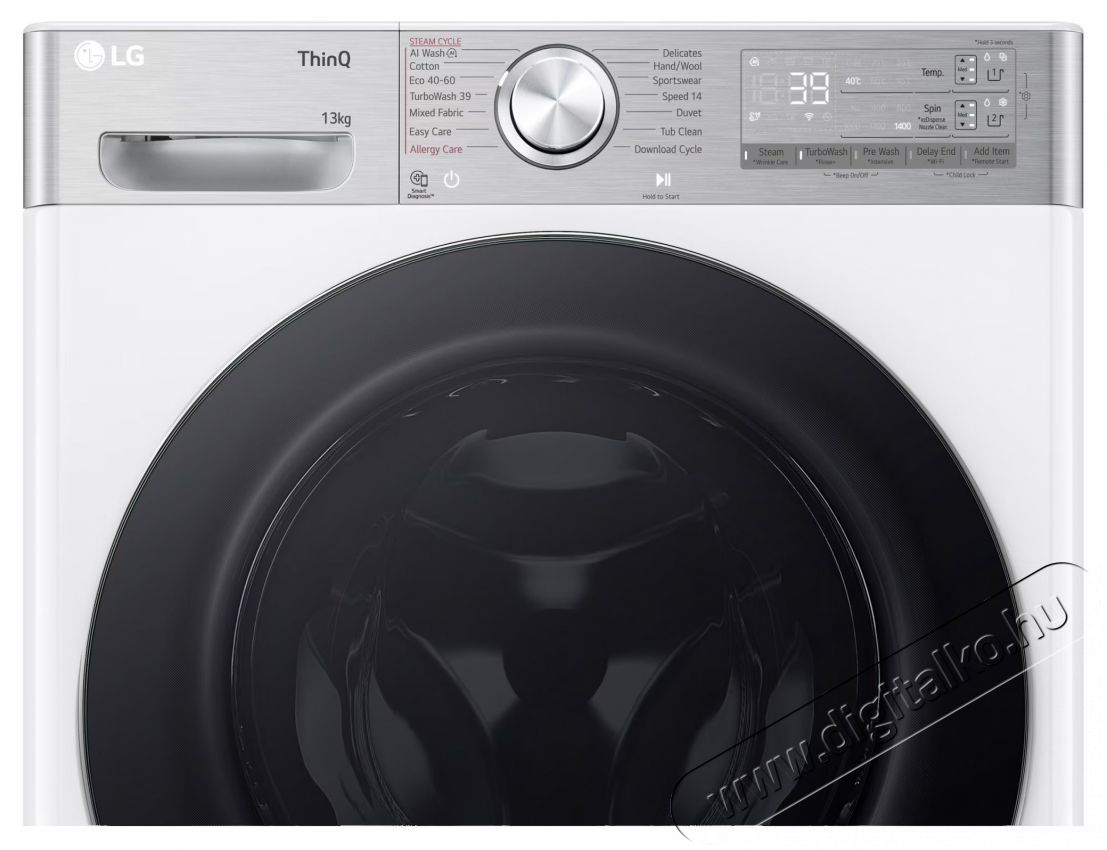 LG F4WR913P2WA, 13 kg, 1400 ford./perc, AI Direct Drive Motor, A energiaoszt&aacute;ly, Wi-Fi, Turbowash, ezDsipense, Feh&eacute;r H&aacute;ztart&aacute;s / Otthon / K&uuml;lt&eacute;r - Mos&oacute;g&eacute;p / sz&aacute;r&iacute;t&oacute;g&eacute;p - El&ouml;lt&ouml;ltős norm&aacute;l (60cm-ig) mos&oacute;g&eacute;p - 499584