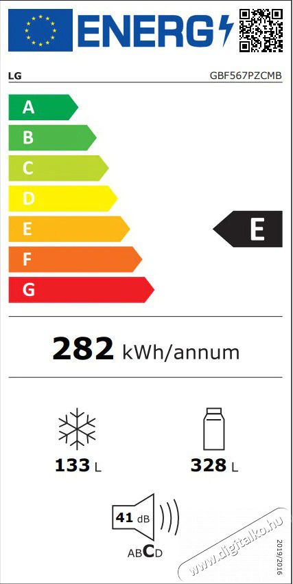 LG GBF567PZCMB alulfagyaszt&oacute;s hűtő Konyhai term&eacute;kek - Hűtő, fagyaszt&oacute; (szabadon&aacute;ll&oacute;) - Alulfagyaszt&oacute;s kombin&aacute;lt hűtő - 371489