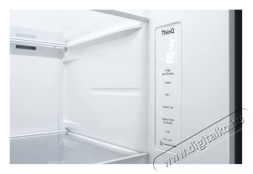 LG GSJV71MCTE Side-by-side hűtőszekr&eacute;ny, E energiaoszt&aacute;ly, 635 L, No Frost, WiFi, LED, M: 189 cm, Fekete Konyhai term&eacute;kek - Hűtő, fagyaszt&oacute; (szabadon&aacute;ll&oacute;) - Amerikai t&iacute;pus&uacute; Side By Side hűtő - 499563