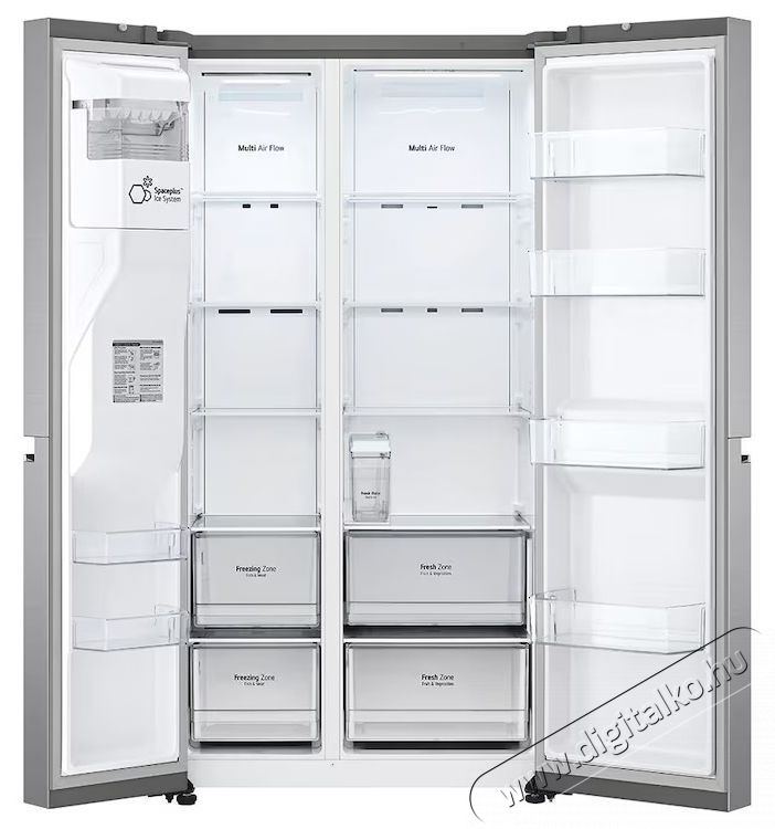 LG GSLV71PZTE Side by side hűtő, 635 l, M:179cm, No Frost, DoorCooling, V&iacute;z- &eacute;s j&eacute;gadagol&oacute;, E energiaoszt&aacute;ly, Ez&uuml;st Konyhai term&eacute;kek - Hűtő, fagyaszt&oacute; (szabadon&aacute;ll&oacute;) - Amerikai t&iacute;pus&uacute; Side By Side hűtő - 535408