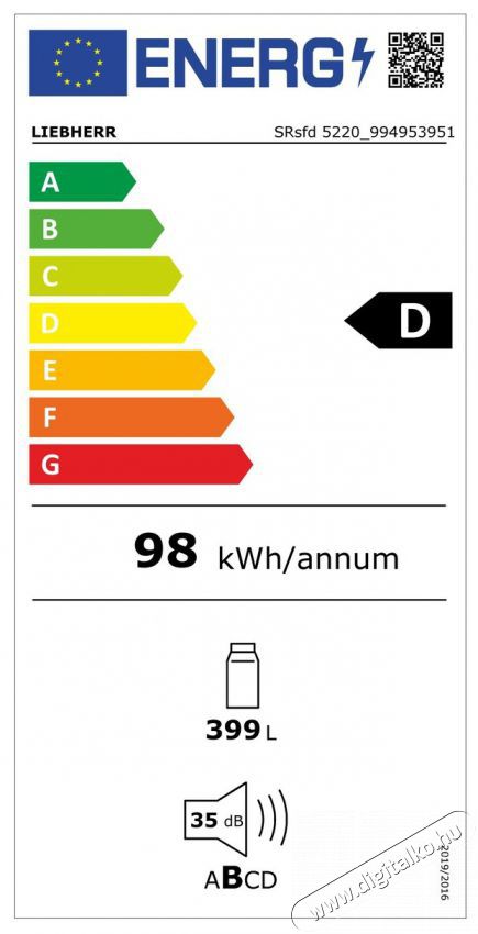 Liebherr XRFsf 5220-hűtő Konyhai term&eacute;kek - Hűtő, fagyaszt&oacute; (be&eacute;p&iacute;thető) - Amerikai t&iacute;pus&uacute; Side By Side hűtő - 374798