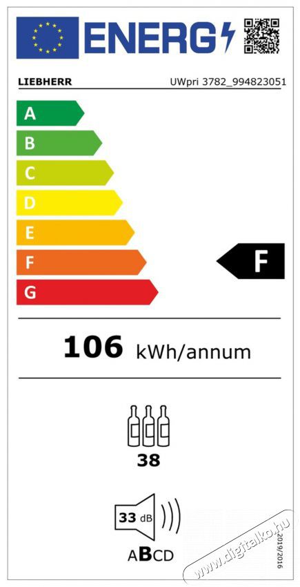 Liebherr UWpri 3782 Vinidor Selection Borhűtőszekr&eacute;ny Konyhai term&eacute;kek - Hűtő, fagyaszt&oacute; (be&eacute;p&iacute;thető) - Borhűtő - 530839