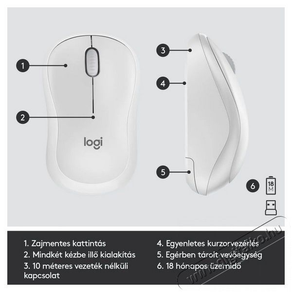Logitech MK295 Silent HUN vezet&eacute;k n&eacute;lk&uuml;li billentyűzet + eg&eacute;r - feh&eacute;r Iroda &eacute;s sz&aacute;m&iacute;t&aacute;stechnika - Billentyűzet / billentyűzet szett - Vezet&eacute;kes - 379652