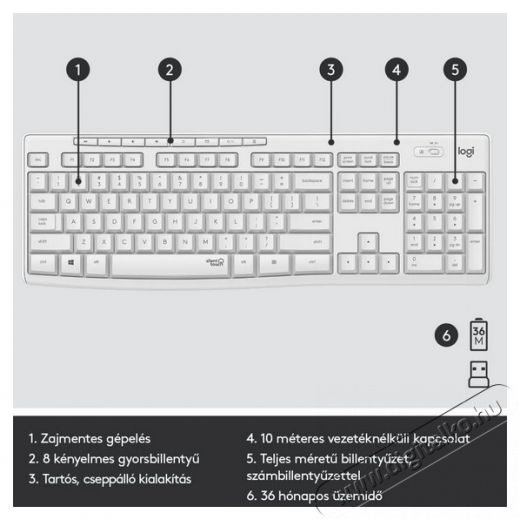 Logitech MK295 Silent HUN vezet&eacute;k n&eacute;lk&uuml;li billentyűzet + eg&eacute;r - feh&eacute;r Iroda &eacute;s sz&aacute;m&iacute;t&aacute;stechnika - Billentyűzet / billentyűzet szett - Vezet&eacute;kes - 379652