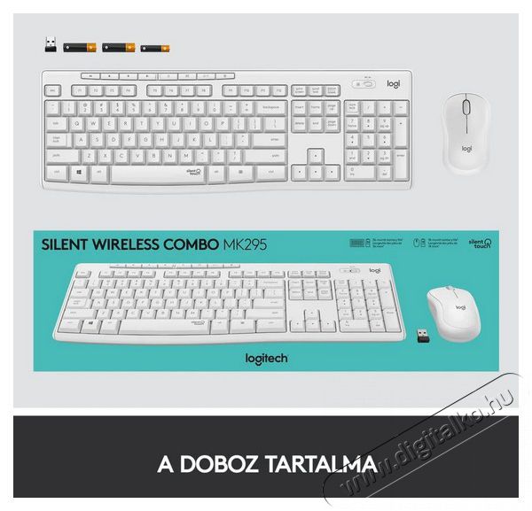 Logitech MK295 Silent HUN vezet&eacute;k n&eacute;lk&uuml;li billentyűzet + eg&eacute;r - feh&eacute;r Iroda &eacute;s sz&aacute;m&iacute;t&aacute;stechnika - Billentyűzet / billentyűzet szett - Vezet&eacute;kes - 379652