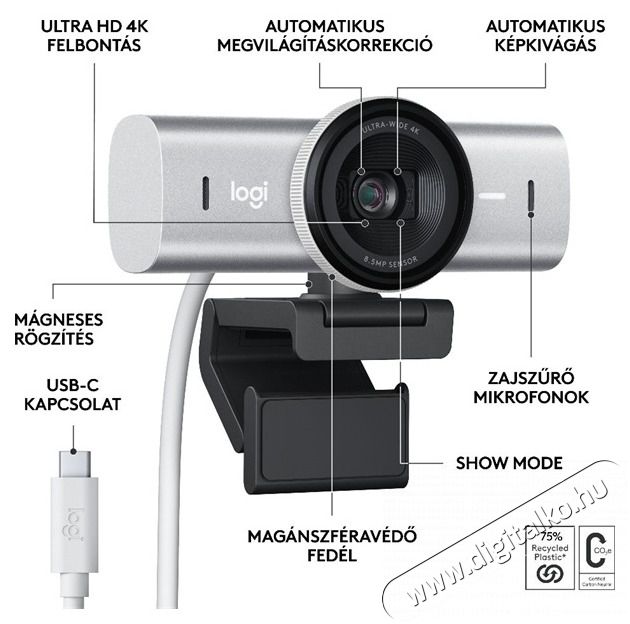 Logitech MX Brio 4K Ultra HD halv&aacute;nysz&uuml;rke webkamera Iroda &eacute;s sz&aacute;m&iacute;t&aacute;stechnika - Webkamera - 497012