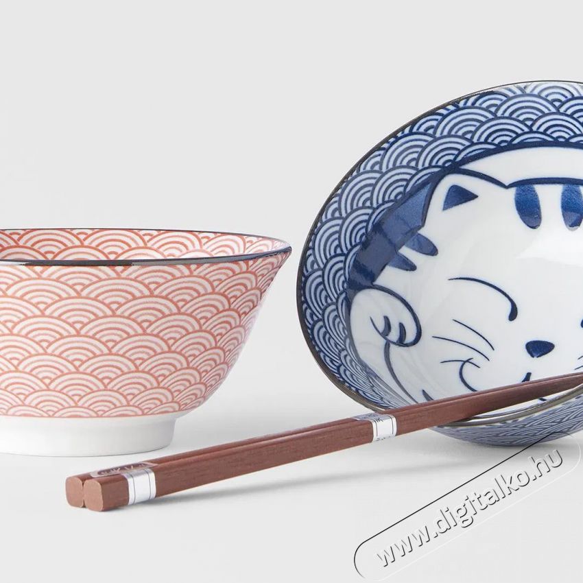 Made In Japan Maneki 15 cm-es szett, piros-k&eacute;k, 2 darab Konyhai term&eacute;kek - Egy&eacute;b / Konyhai kieg&eacute;sz&iacute;tő - 527437