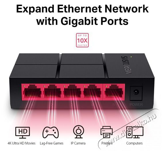 Mercusys MS105G 5port 10/100/1000Mbps nem menedzselhető asztali Switch Iroda &eacute;s sz&aacute;m&iacute;t&aacute;stechnika - H&aacute;l&oacute;zat - Switch - 396507