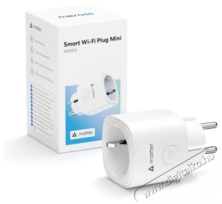 Meross Matter Compatible Smart Wi-Fi Plug with Energy Monitor (4 pack) H&aacute;ztart&aacute;s / Otthon / K&uuml;lt&eacute;r - Okos otthon - Okos konnektor - 521599
