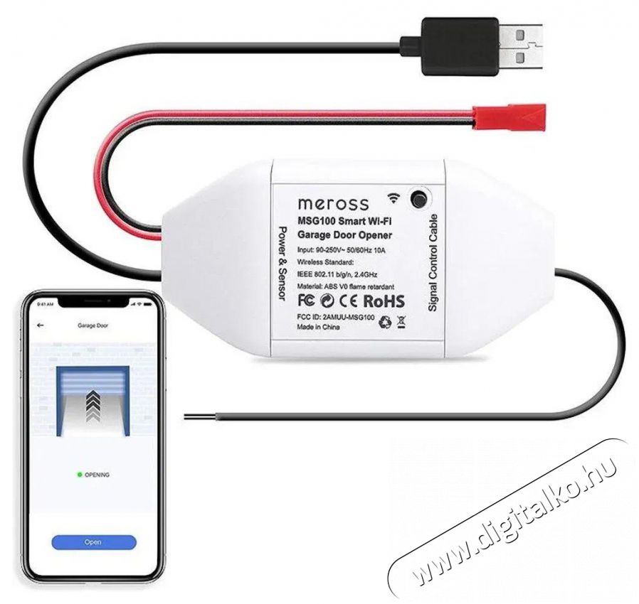 Meross Smart Wi-Fi Garage Door Opener H&aacute;ztart&aacute;s / Otthon / K&uuml;lt&eacute;r - K&uuml;lt&eacute;r / kerti term&eacute;k / grill - K&uuml;lt&eacute;ri / kerti szersz&aacute;m - 521603