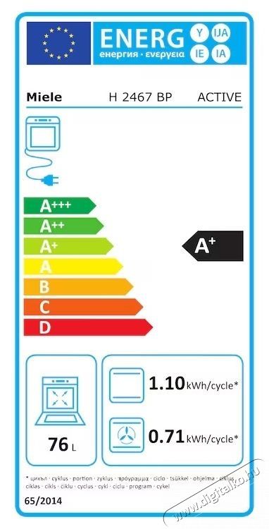 Miele H 2467 BP ED-LOOK Be&eacute;p&iacute;thető elektromos s&uuml;tő, 76 literes, automatikus pirolitikus &ouml;ntiszt&iacute;t&aacute;s, EasyControl Plus, WiFi Miele@home, grill, A+ energiaoszt&aacute;ly, Fekete Konyhai term&eacute;kek - S&uuml;tő-főzőlap, tűzhely (be&eacute;p&iacute;thető) - Elektromos főzőlap (be&eacute;p&iacute;thető) - 537927