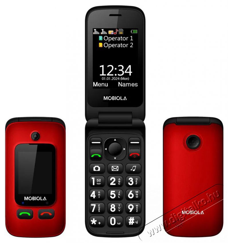 Mobiola MB610 piros Mobil / Kommunik&aacute;ci&oacute; / Smart - Klasszikus / Mobiltelefon időseknek - 527504