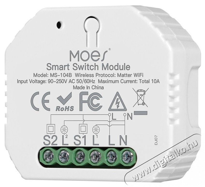 MOES Mini Matter Wifi Smart Switch 2gang H&aacute;ztart&aacute;s / Otthon / K&uuml;lt&eacute;r - Okos otthon - Kieg&eacute;sz&iacute;tő - 521679
