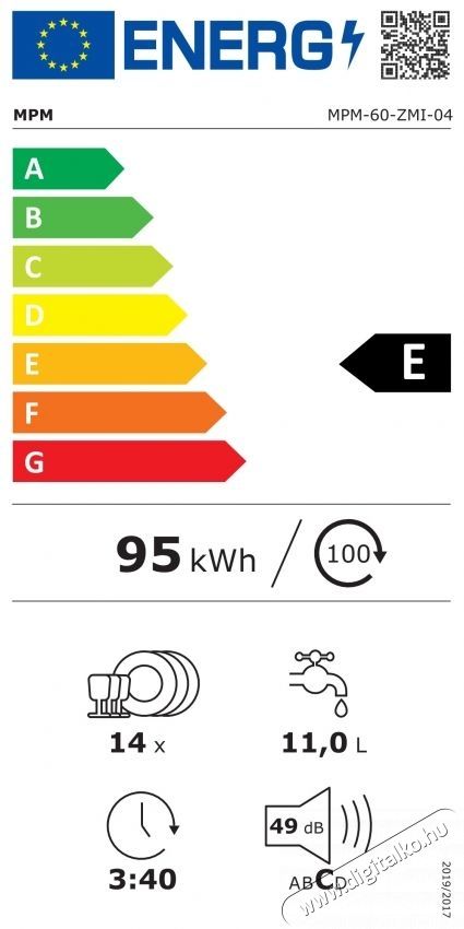 MPM be&eacute;p&iacute;thető mosogat&oacute;g&eacute;p Konyhai term&eacute;kek - Mosogat&oacute;g&eacute;p - Norm&aacute;l (60cm) be&eacute;p&iacute;thető mosogat&oacute;g&eacute;p - 493561