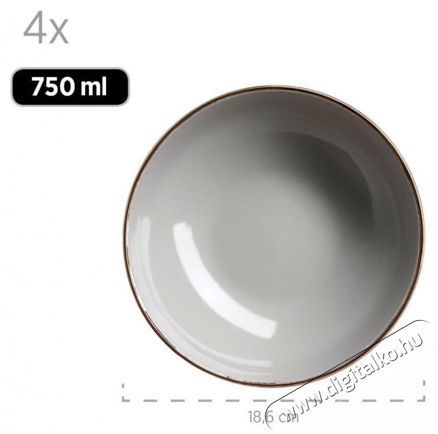 M&auml;ser GREY METALLIC RIM &Eacute;tk&eacute;szlet 16 db Konyhai term&eacute;kek - &Eacute;tk&eacute;szlet - T&aacute;ny&eacute;r k&eacute;szlet - 527462