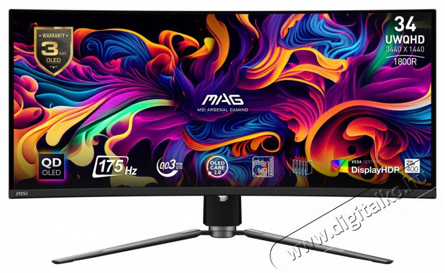 MSI 34 MAG 341CQP UWQHD QD-OLED 175Hz HDMI/DP/USB-C fekete &iacute;velt gamer monitor Iroda &eacute;s sz&aacute;m&iacute;t&aacute;stechnika - Monitor - 21:9 Ultrawide monitor - 496844