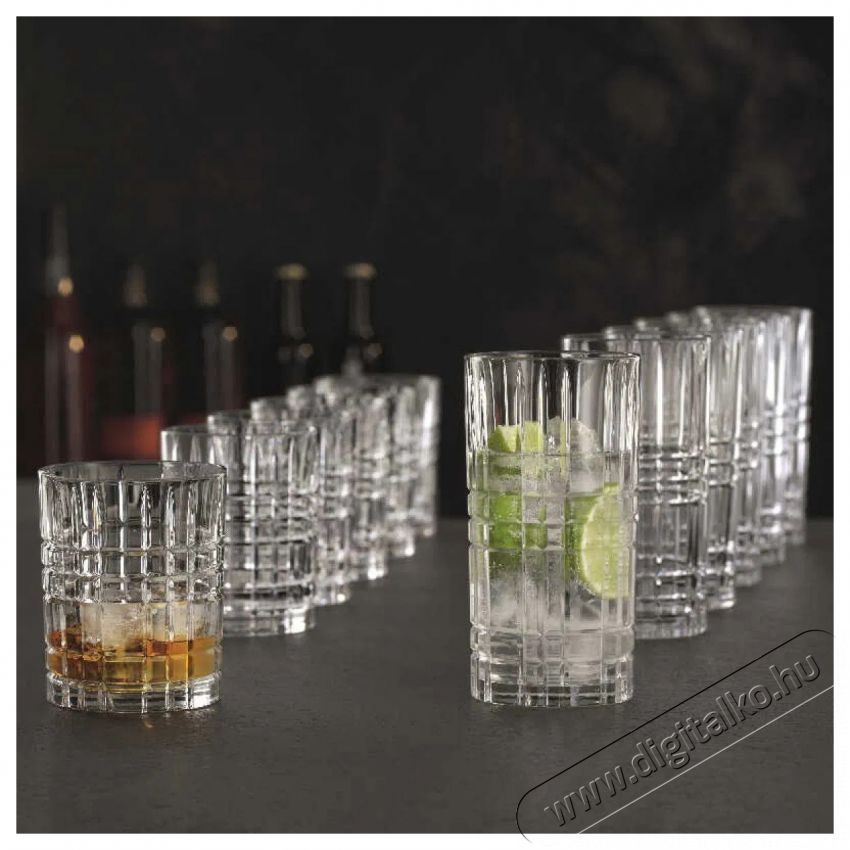 Nachtmann  12 darabos whiskys poh&aacute;r k&eacute;szlet 345 ml, Longdrink 445 ml HIGHLAND SQUARE 101754 Konyhai term&eacute;kek - Konyhai eszk&ouml;z - K&eacute;szlet / szett - 525368