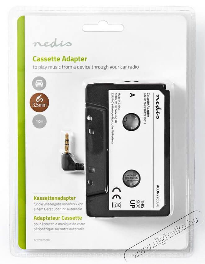 Nedis ACON2200BK Kazettaadapter aut&oacute;s magn&oacute;hoz Aut&oacute;hifi / Aut&oacute; felszerel&eacute;s - Aut&oacute; hangsug&aacute;rz&oacute; - Kieg&eacute;sz&iacute;tő - 366395