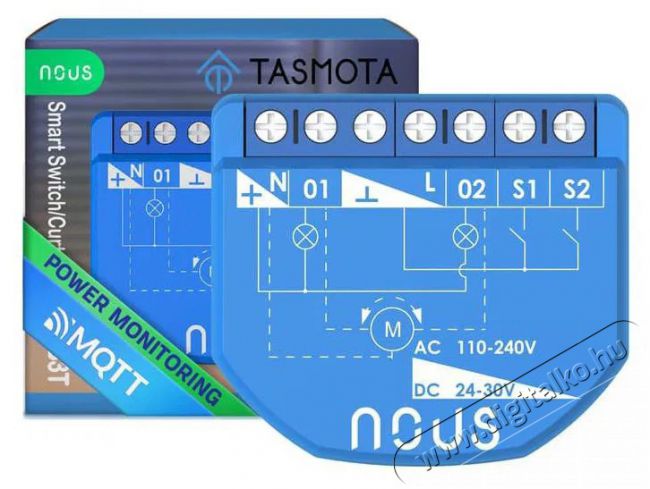 NOUS  B3T WiFi Tasmota Kapcsol&oacute; modul (2 csatorna, fogyaszt&aacute;sm&eacute;r&eacute;s) / Redőnyvez&eacute;rlő modul (1 csatorna, ESP32) &Uacute;jdons&aacute;gok - &Uacute;j term&eacute;kek - 521951