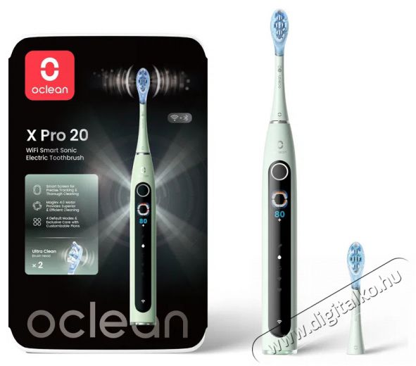 OCLEAN X Pro 20 Green Elektromos fogkefe Sz&eacute;ps&eacute;g&aacute;pol&aacute;s / Eg&eacute;szs&eacute;g - Sz&aacute;j / fog &aacute;pol&aacute;s - Elektromos fogkefe - 525432