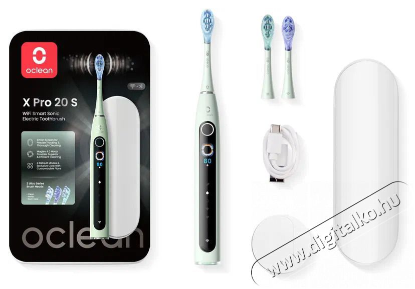 OCLEAN X Pro 20 Set Green Elektromos fogkefe Sz&eacute;ps&eacute;g&aacute;pol&aacute;s / Eg&eacute;szs&eacute;g - Sz&aacute;j / fog &aacute;pol&aacute;s - Elektromos fogkefe - 525434