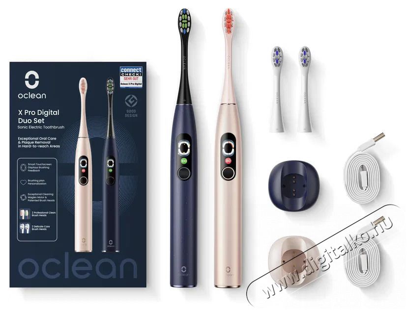 OCLEAN X Pro Digital Duo Set Gold and Blue, 2 db Elektromos fogkefe Sz&eacute;ps&eacute;g&aacute;pol&aacute;s / Eg&eacute;szs&eacute;g - Sz&aacute;j / fog &aacute;pol&aacute;s - Elektromos fogkefe - 525438