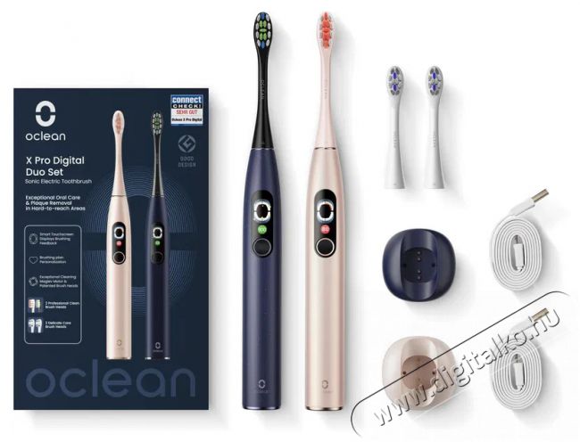 OCLEAN X Pro Digital Duo Set Gold and Blue, 2 db Elektromos fogkefe Sz&eacute;ps&eacute;g&aacute;pol&aacute;s / Eg&eacute;szs&eacute;g - Sz&aacute;j / fog &aacute;pol&aacute;s - Elektromos fogkefe - 525438