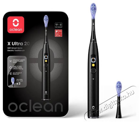 OCLEAN X Ultra 20 Black Elektromos fogkefe Sz&eacute;ps&eacute;g&aacute;pol&aacute;s / Eg&eacute;szs&eacute;g - Sz&aacute;j / fog &aacute;pol&aacute;s - Elektromos fogkefe - 525442
