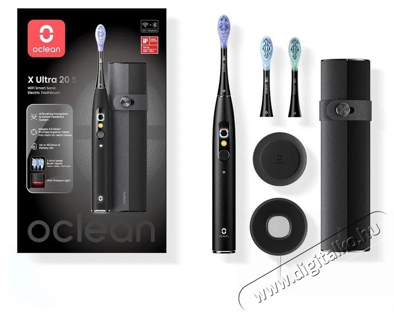 OCLEAN X Ultra 20 Set Black Elektromos fogkefe Sz&eacute;ps&eacute;g&aacute;pol&aacute;s / Eg&eacute;szs&eacute;g - Sz&aacute;j / fog &aacute;pol&aacute;s - Elektromos fogkefe - 525444