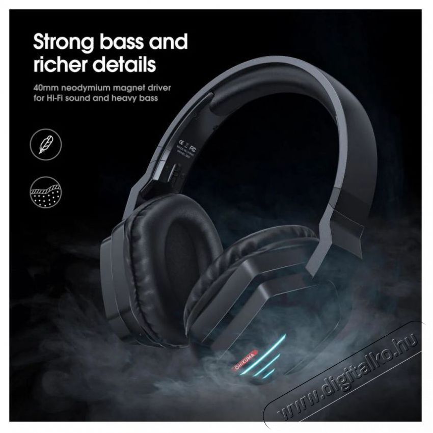 Onikuma B60 LED Wireless Bluetooth Gaming Headset Audio-Video / Hifi / Multim&eacute;dia - F&uuml;l &eacute;s Fejhallgat&oacute;k - Fejhallgat&oacute; mikrofonnal / headset - 529023