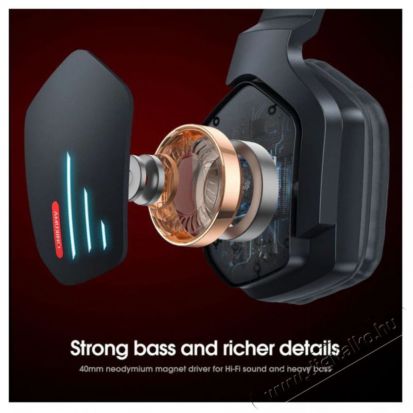 Onikuma B60 LED Wireless Bluetooth Gaming Headset Audio-Video / Hifi / Multim&eacute;dia - F&uuml;l &eacute;s Fejhallgat&oacute;k - Fejhallgat&oacute; mikrofonnal / headset - 529023