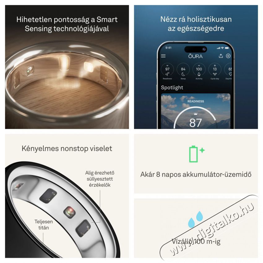 Oura Ring 4 Black, 5 Mobil / Kommunik&aacute;ci&oacute; / Smart - Okos eszk&ouml;z - Egy&eacute;b okos eszk&ouml;z - 527715