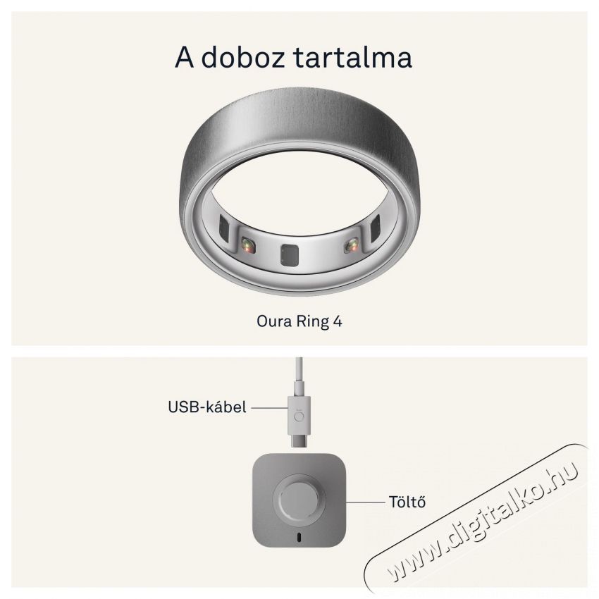 Oura Ring 4 Brushed Silver, 4 Mobil / Kommunik&aacute;ci&oacute; / Smart - Okos eszk&ouml;z - Egy&eacute;b okos eszk&ouml;z - 527726