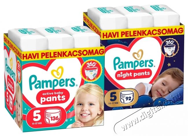 PAMPERS Pants Night 5 (92 db) + PAMPERS Pants 5 (136 db) Sz&eacute;ps&eacute;g&aacute;pol&aacute;s / Eg&eacute;szs&eacute;g - Baba mama term&eacute;k - Egy&eacute;b baba mama term&eacute;k - 537952