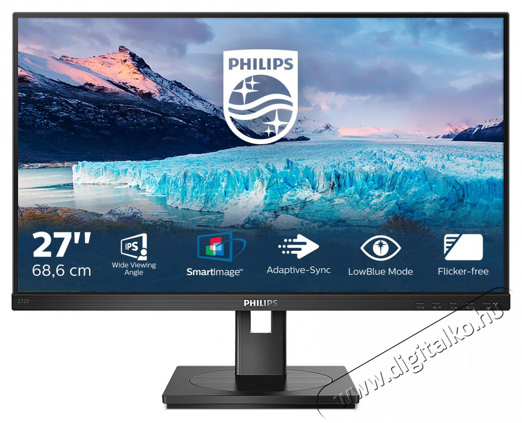 PHILIPS IPS monitor 27 272S1AE, 1920x1080, 16:9, 250cd/m2, 4ms, VGA/DVI/DisplayPort/HDMI, Pivot, hangsz&oacute;r&oacute; Iroda &eacute;s sz&aacute;m&iacute;t&aacute;stechnika - Monitor - Monitor - 495269